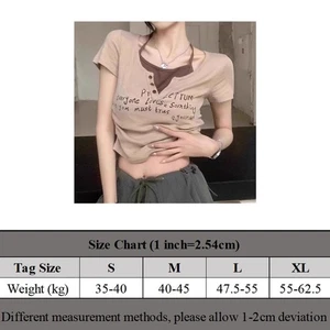 Fashionable Retro Contrast Color T Shirt for Women with Short Sleeve Style - Picture 1 of 14