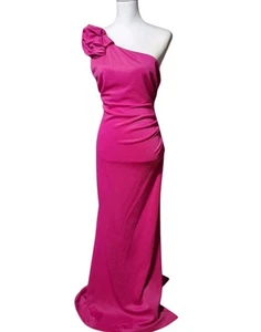 SLNY 12 New Pink One Shoulder Floral Long Maxi Gown Dress Prom Hoco Event Formal - Picture 1 of 12