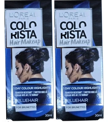 2 X L'Oréal Colorista Hair Makeup Blue 30mL – 1 Day Colour for Brunettes Loreal  - image 1 of 3