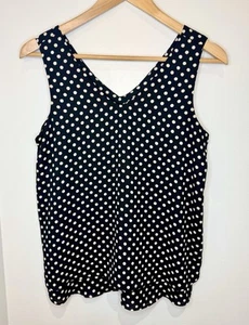 Ann Taylor Factory schwarz gepunktet V-Ausschnitt ärmellose Bluse X Small adrett Retro - Bild 1 von 5