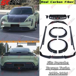 Kits de carrocería de alerón labial delantero trasero de fibra de carbono/FRP para Porsche Taycan Turbo - Imagen 1 de 35