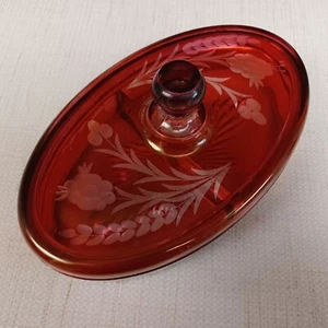 Rote MCM Bonboniere Vintage Blumen Glas - Bild 1 von 8