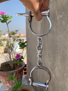 Antique Style Vintage Iron & Nickel Plated Hand Forged Handcuff Lock with Key - Picture 1 of 9