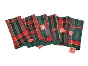 Set/6 Servietten Weihnachten Urlaub kariert gewebt Strick Abendessen Chevron rot grün gold - Bild 1 von 8
