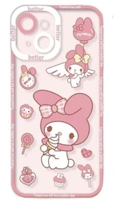 Sanrio My Melody IPhone 14 Case Clear & Pink Cute Hello Kitty Cartoon NWT - Picture 1 of 11