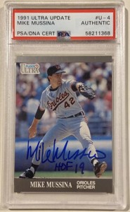 1991 Fleer Ultra MIKE MUSSINA Signed Rookie Baseball Card #U-4 PSA/DNA Orioles