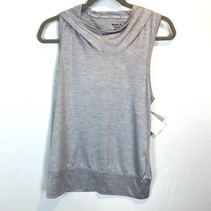Reebok Women's Sleeveless Racerback Hoodie Silver Sconce Heather Small S NWT - Picture 1 of 9