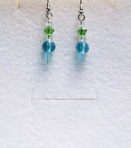 Stunning White Peridot Turquoise Italian Crystal Drop Earrings - Picture 1 of 1