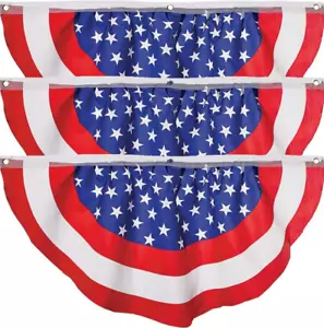 (3 Pack) 4x2 FT USA Bunting Flag Red White Blue Banner American Patriotic US NEW - Picture 1 of 5