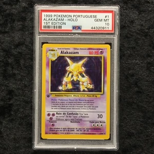 Pokemon Base PSA 10 Alakazam 1st Edition Holo POP 1 Portuguese Karten Cards - Picture 1 of 2