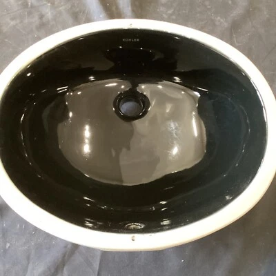 Fregadero de baño Kohler Caxton montaje inferior ovalado en negro 2209-7 J3 Foto 1 de 4