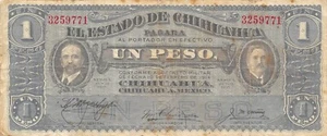 Messico / Chihuahua 1 Peso 7.20.1915 Serie A Banconota Circolata Q40 - Foto 1 di 2
