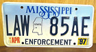 1997 Mississippi State Law Enforcement Police License Plate Tag # LAW-85AE