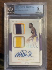 2016 National Treasures Magic Johnson  Game Gear Dual Jersey Auto /25 BGS 9