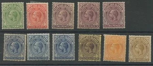 Falkland Islands 1921-28. Stamps in range SG73-79 (SG77 short perf) hinged Mint - Picture 1 of 1
