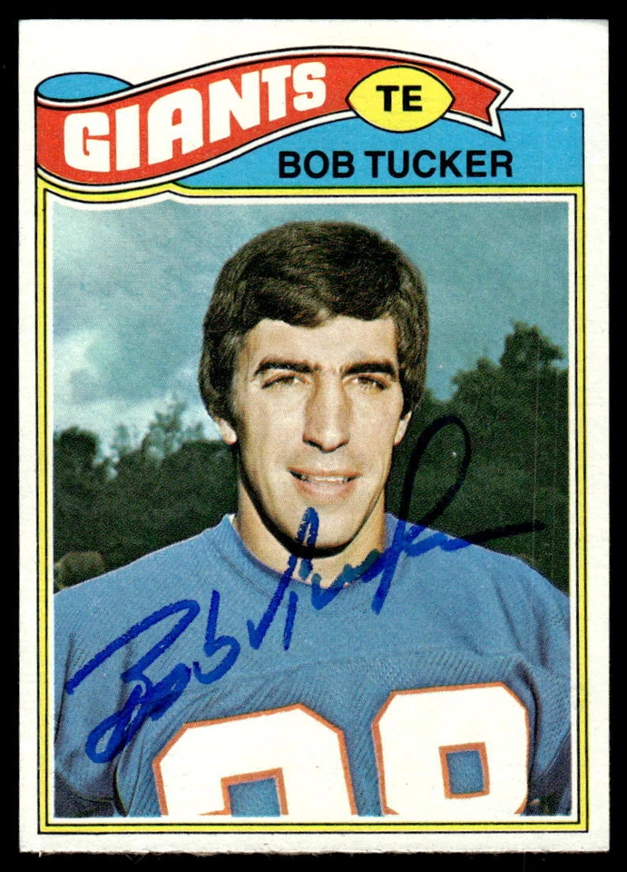 Bob Tucker Signed NEW YORK GIANTS Card  1977 Topps - Image 1 of 1