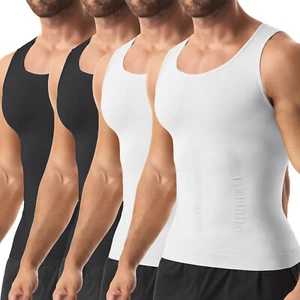 4 Pack Men Compression Shirt Slimming Body Shaper Vest Tummy Control Shapewear - Picture 1 of 24