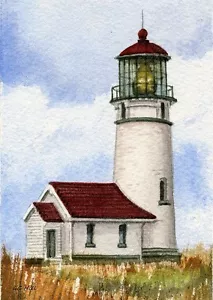 Faro Cape Blanco, Port Orford, Oregon. Impresiones artísticas en acuarela de Gerald Hill - Imagen 1 de 1