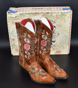 Macie Bean Cowgirl Boots w/ Box M8012 Size 8.5M "Rose Garden" - Picture 1 of 8