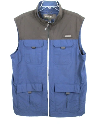 EDDIE BAUER Fishing Vest Men Large Tall Blue Camping Outdoors Nylon Pockets - Image 1 of 4