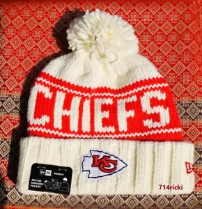 2024 NFL Kansas City Chiefs New Era Women Knit Beanie Hat Pom Cold Weather - Picture 1 of 3