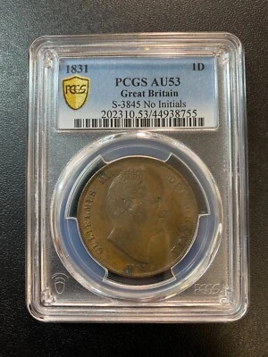 1831 GREAT BRITAIN PENNY PCGS AU-53 - WILLIAM IV ONE PENNY - CERTIFIED SLAB - 1D - Image 1 of 2