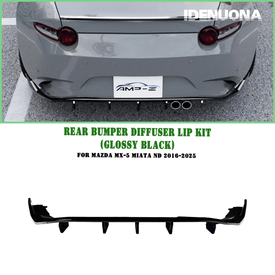 Gloss Black Rear Bumper Diffuser Lip For Mazda MX-5 Miata ND 2016-2025 2017 2018 - Image 1 of 4
