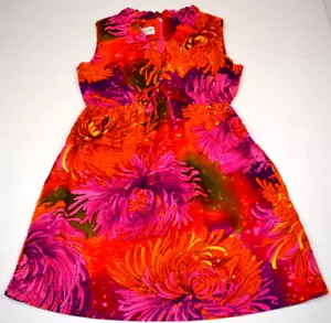 Minikleid Vintage 60er Miss Malina orange rosa Blumen Explosion Hawaii Gr. S/M - Bild 1 von 9