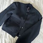Women’s Cropped Bomber Jacket Navy Cream Black Coat Zara Style