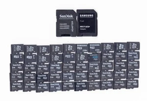 Lot Of 50x 2GB MicroSD Memory Cards & 2x Full Size SD Adapters (Misc. Brands) - Picture 1 of 3