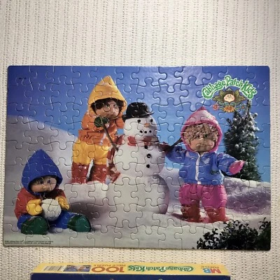 Vtg 1984 Cabbage Patch Kids 100 pc Puzzle Snowman Milton Bradley 4476-4 Winter - Image 1 of 4