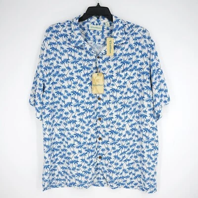 Roundtree & Yorke Caribbean Short-Sleeve Shirt XL White Blue Palm NWT $69.50 - Image 1 of 4