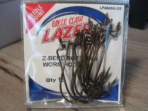 15 Eagle Claw Fishing Lazer Sharp Z-Bend Rotating Worm Fish Hooks - Size 2/0 - Picture 1 of 5