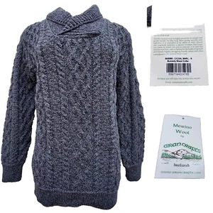 Aran Crafts Soft Merino Wool Sweater Cable Knit Cottagecore SM NWT Unisex  - Picture 1 of 15