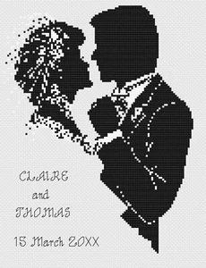 Cross Stitch Wedding Sampler Kit or Pattern - Florashell - Silhouette - Picture 1 of 1