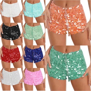 Damen Glitzer Mini Micro Shorts glänzend Pailletten Shorts Hot Pants Party Clubwear  - Bild 1 von 78