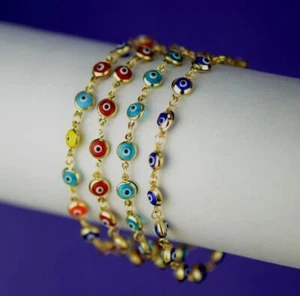 14k Yellow Gold  Evil Eye Bracelet - Picture 1 of 7