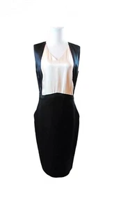 CHANEL - Black Wool Ivory Silk Tuxedo Sleeveless Sheath Dress 09C | 10 US 42 FR - Picture 1 of 3