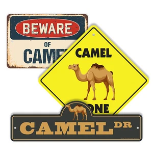 Cammello (Confezione da 3) Plastica Cartello Stradale Avviso Attraversamento Vintage Rustico Attenzione - Foto 1 di 12