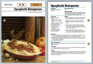 Spaghetti Bolognese - Mains - Working Woman's 1980s Recipe Card - Picture 1 of 1