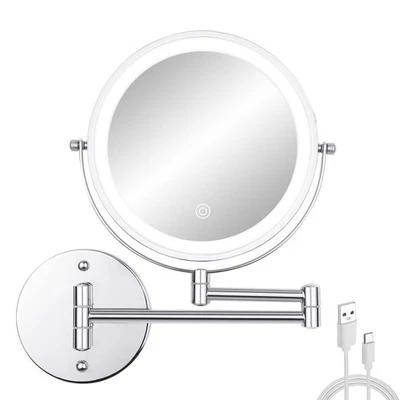 Wall Mounted Makeup Vanity Mirror with Lights, 8” Double Sided 1X/10X Wall Moun - Image 1 of 4