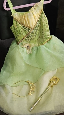 Disney Princess & the Frog SET - TIANA Dress Up Costume 7-8, Tiara, & Light Wand - Image 1 of 4