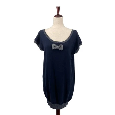 Mini vestido suéter Paul Joe irmã gola redonda manga curta túnica coquette azul M - Imagem 1 de 4