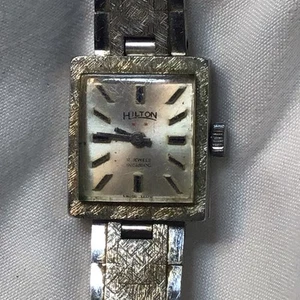 Vintage 1950s/60s Hilton Ladies Stainless Steel/Silver Tone Watch Swiss 17 Jewel - Picture 1 of 13