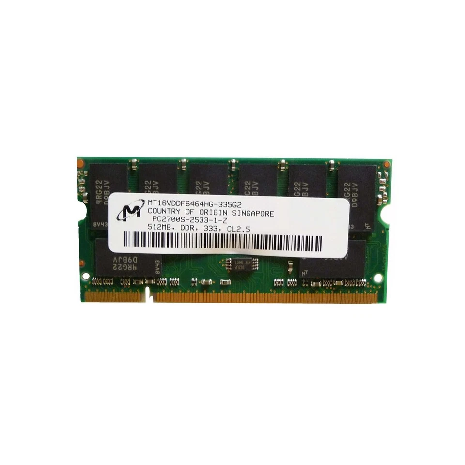 MT16VDDF6464HG-335G2 512MB 333MHZ DDR DDR1 Sodimm Memory Table Module RAM - Image 1 of 1