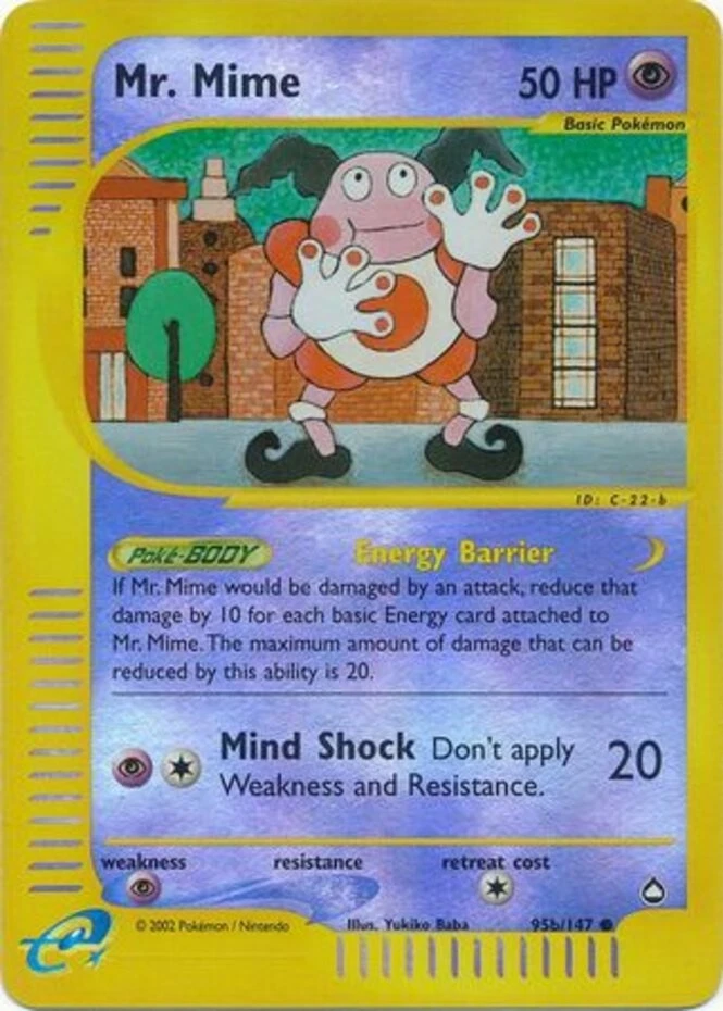 1x Mr. Mime - 95b/147 - Common - Reverse Holo Damaged Pokemon G2 - Aquapolis - Image 1 of 1