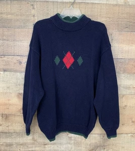 Suéter Argyle Tejido Algodón Talla Grande GAP De Colección Años 90 Reino Unido Cuello Simulado Preppy - Imagen 1 de 7