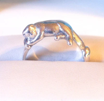 James Avery Size 8 Sleeping Kitty Cat Sterling Silver Ring Retired - Image 1 of 4