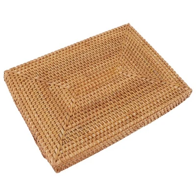 Hand Woven Rattan Rectangular Serving Tray Wicker Serving Tray Exquisite - Image 1 of 4