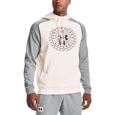 Sudadera con Capucha Under Armour Para Hombres Talla Mediana Rival Varsity Polar Gris/Blanco Foto 1 de 4